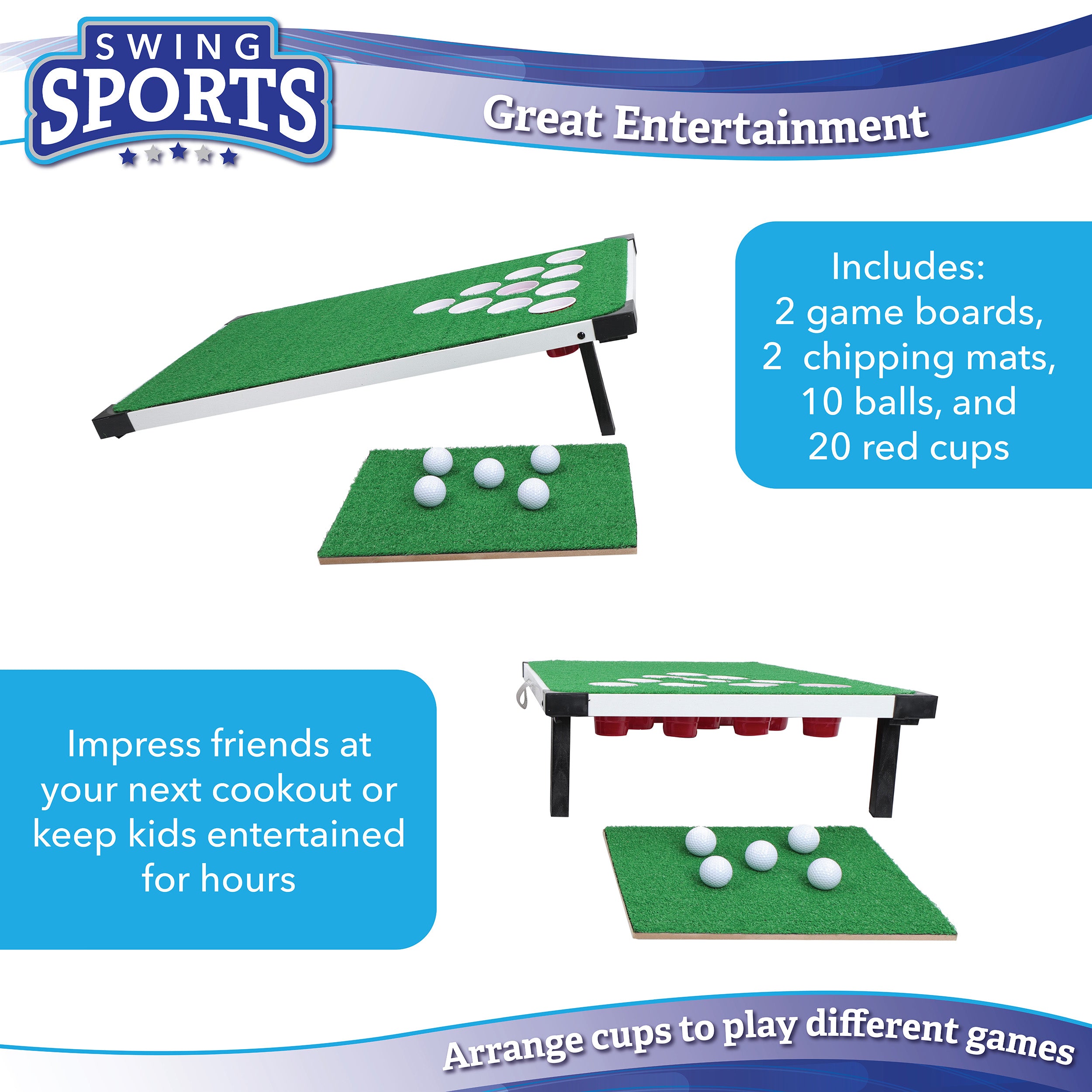 Swing Sports Golf Pong Game - Indoor or Outdoor Portable Golf Pong Chipping Game