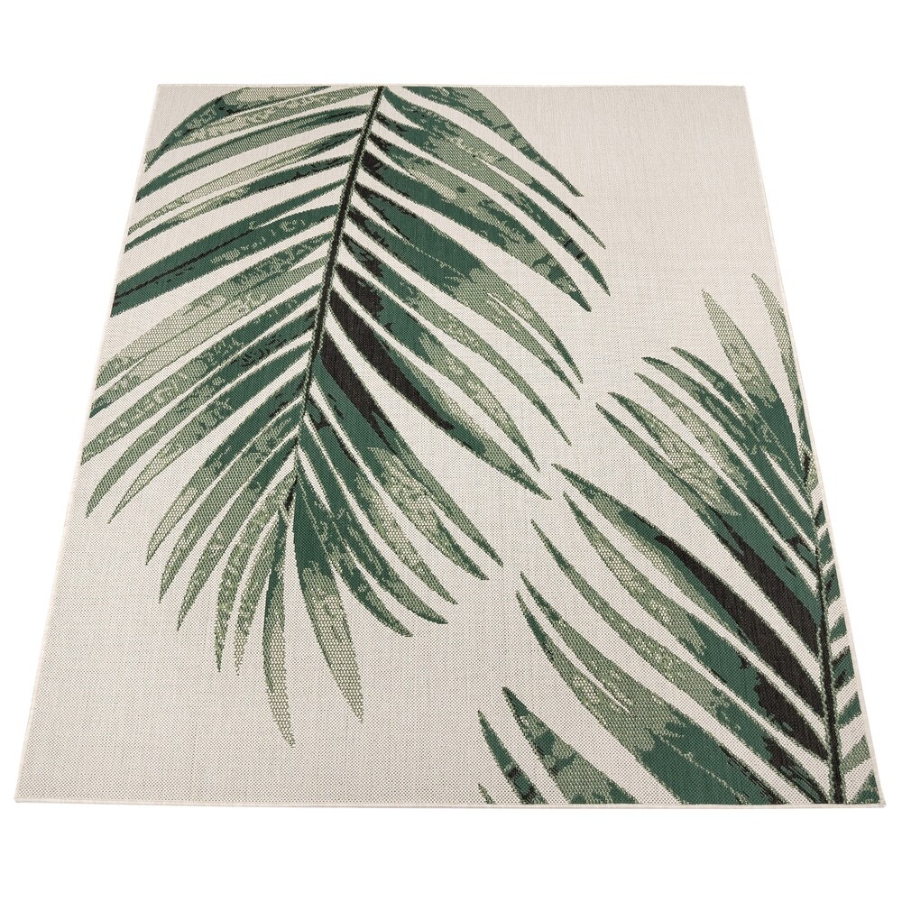 Outdoor Rug with Floral Palm Leaf Design Waterproof