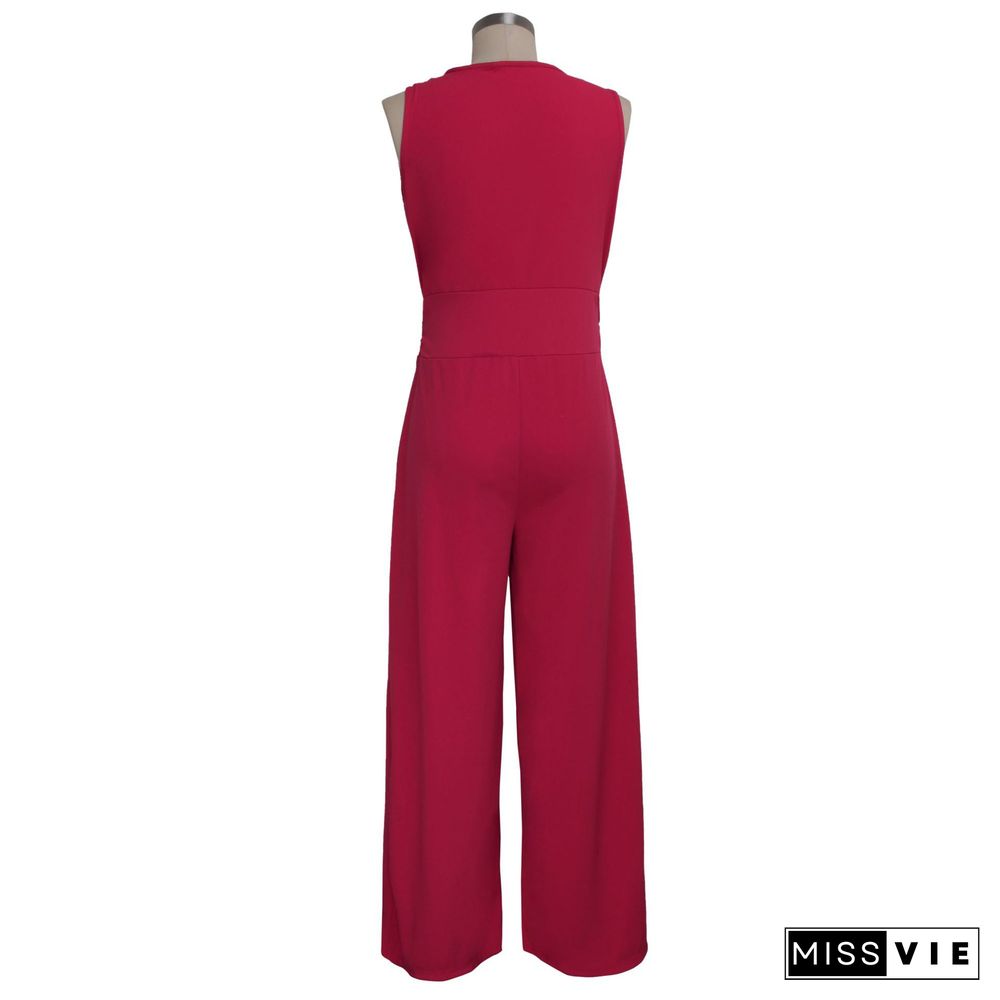 Sexy Deep V Loose Straight-legs Jumpsuit