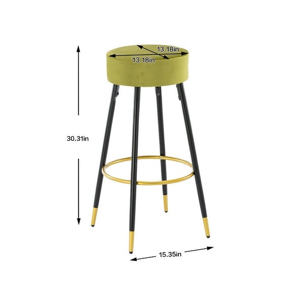 30.11 in. Set of 2 Metal Frame Bar Stool with Velvet Seat