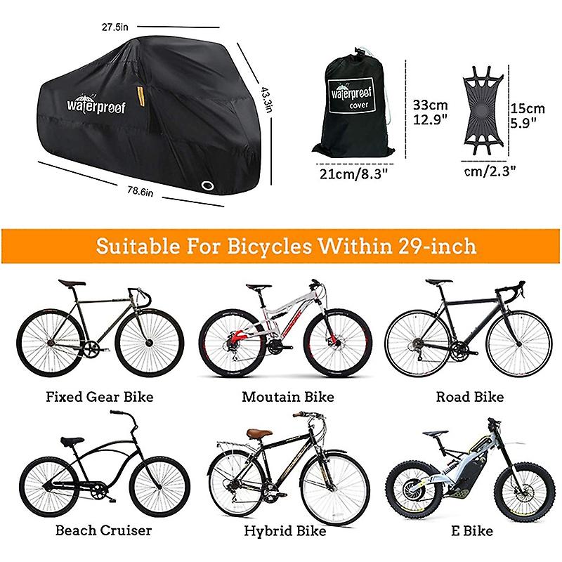 Bike Cover For 1 Or 2 Bikes， 210t Waterproof Outdoor Bicycle Storage Protector Rain Sun Uv Dust Wind Proof Bicycle Cover