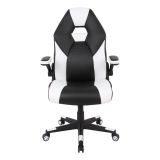 RS Gaming RGX Faux Leather High-Back Gaming Chair， Black/White， BIFMA Certified