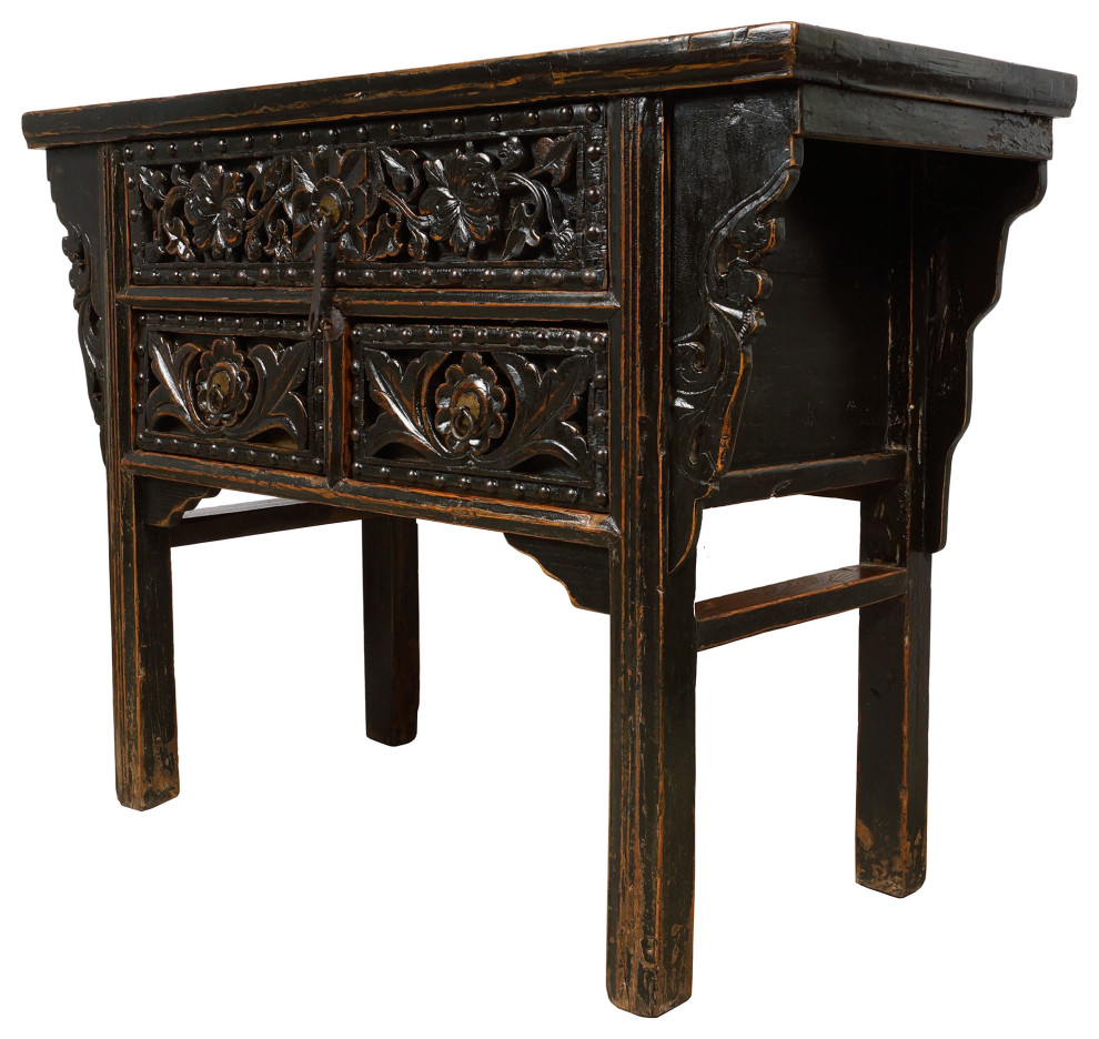 Consigned 19 Century Antique Chinese Carved Shan Xi Console Table/Sideboard   Asian   Console Tables   by Golden Treasures Antiques and Collectibles Inc  Houzz