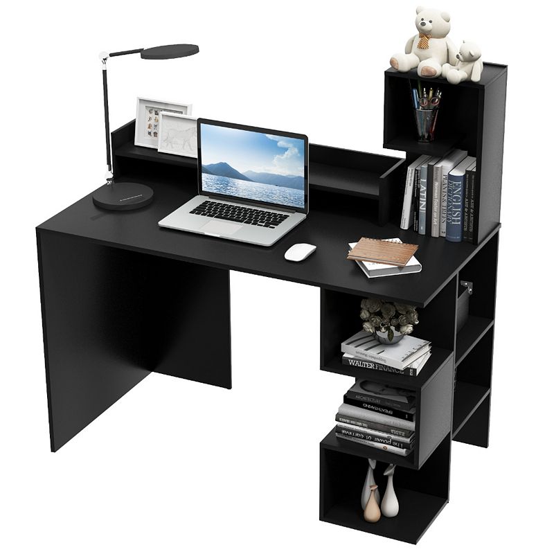 Modern Computer Desk with Storage Bookshelf and Hutch for Home Office