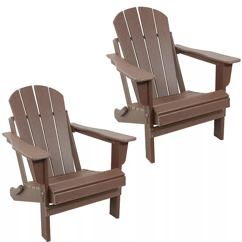 Sunnydaze All-Weather HDPE Foldable Adirondack Chair - Set of 2