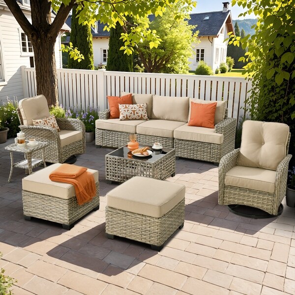 XIZZI 9piece Patio Outdoor Furniture Rattan Wicker Conversation Sofa Set