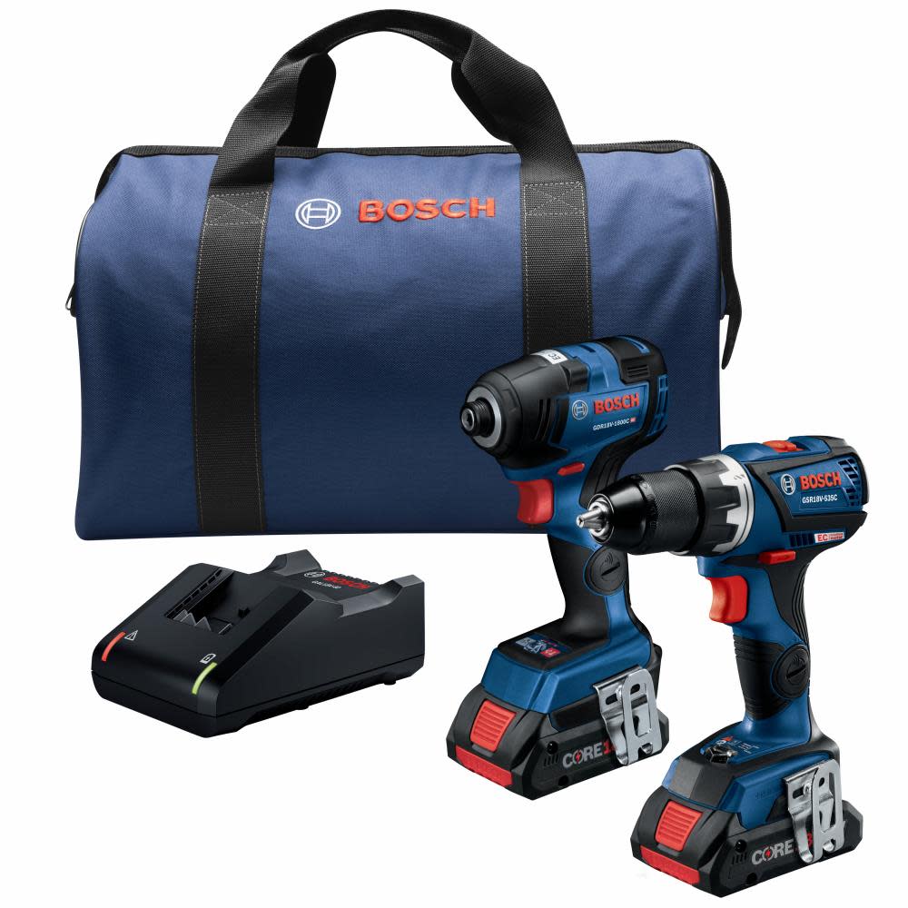 18V 2-Tool Combo Kit with Connected-Ready 1/4 In. Hex Impact Driver, Connected-Ready Compact Tough 1/2 In. Drill/Driver and (2) CORE18V 4.0 Ah Batteries