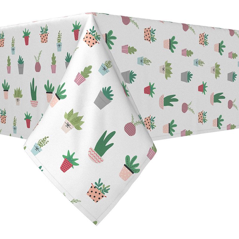 Rectangular Tablecloth， 100% Cotton， 52x104， Cartoon Succulents