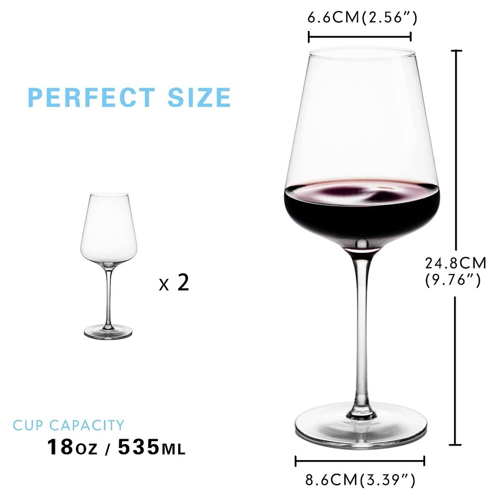 Glazgofly Red Wine Crystal Set  Hand Blown   2 Pack  18 Oz.