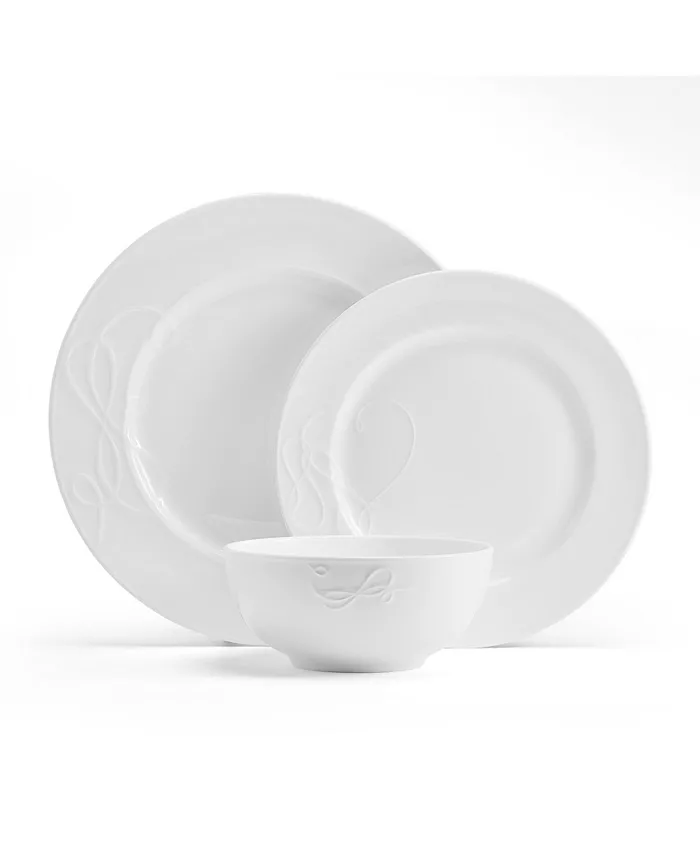 Mikasa Embossed Love Story Bone China 18 Piece Dinnerware Set Service for 6