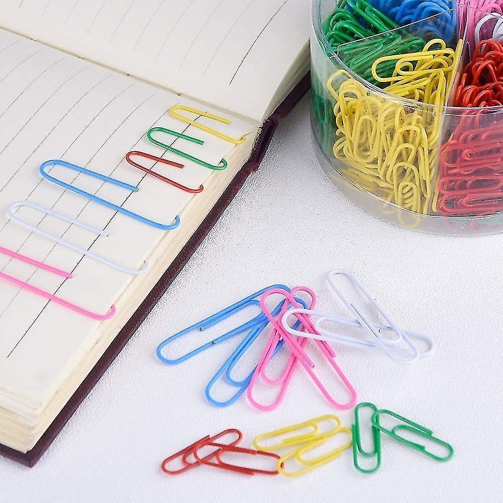 Colorful Paper Clips， 300pcs Mixed Colors Paper Clips With Plastic Box， 50mm Paper Clips， Colorful Paper Clips， 6 Colors