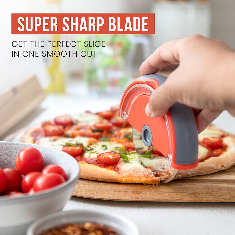 Chef Pomodoro Pizza Cutter Wheel With Protective Cover Blade Guard， 4-in Super Sharp Slicer (orange)