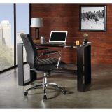 Modern Comfort Winsley Bonded Leather Mid-Back Manager's Chair， Black/Silver， BIFMA Certified