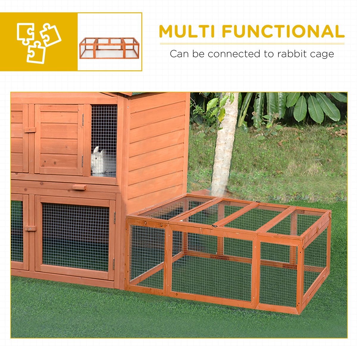 PawHut Wooden Enclosure Small Animal Hutch