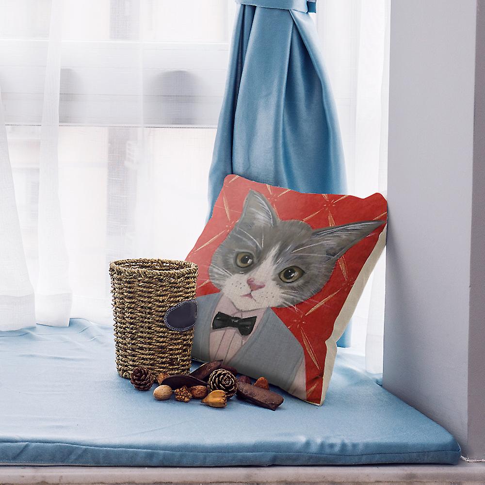 18 * 18 Inches / 45 * 45cm Polyester Cartoon Cat Cushion Cover Decorative Sofa Car Waist Square Pillow Case Pillowcase Home Bay Window Bedside Decor