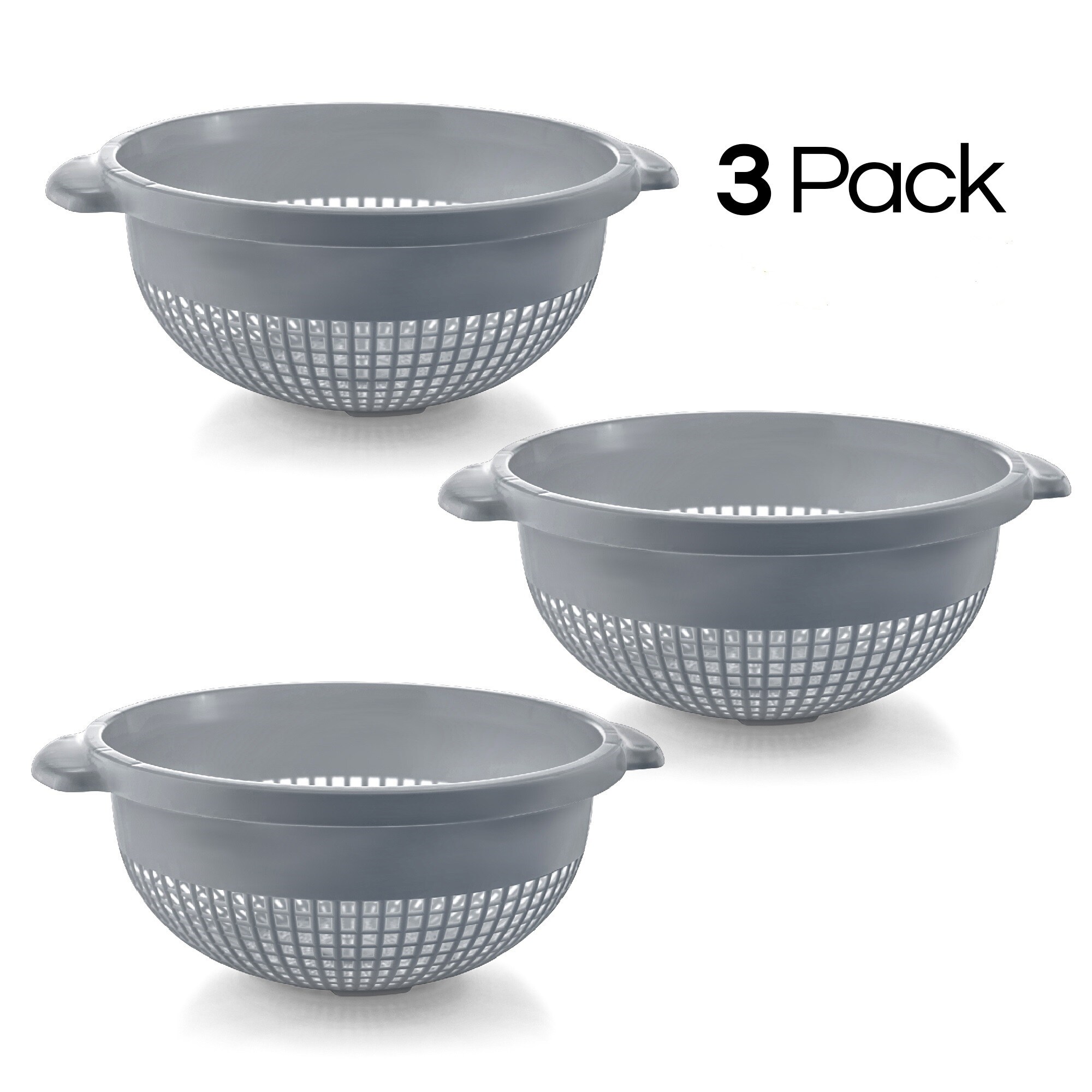 YBM Home 14 In. Round Plastic Colander Use for Pasta 3 Pack