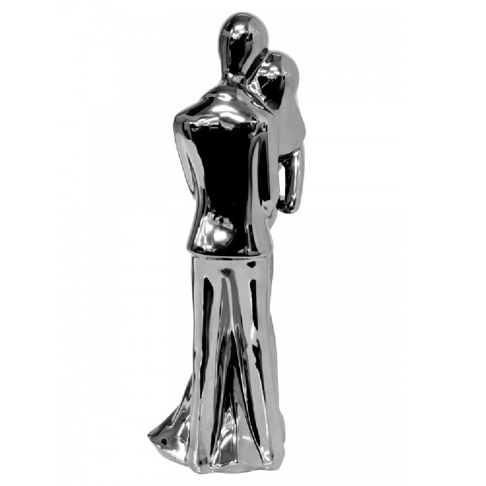 Britalia 880028 Silver Ceramic Embracing Wedding Couple Figurine 37cm