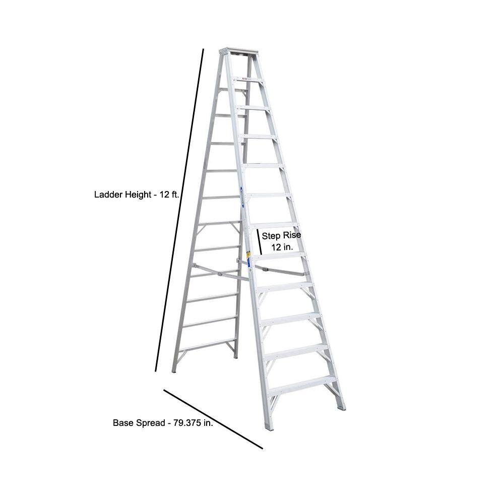 Werner 12 ft. Aluminum Step Ladder with 375 lb. Load Capacity Type IAA Duty Rating 412