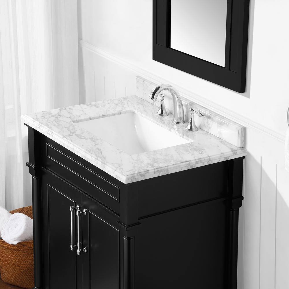 Home Decorators Collection Aberdeen 30 in. x 22 in. D x 34.5 in. H Bath Vanity in Black with White Carrara Marble Top Aberdeen 30B