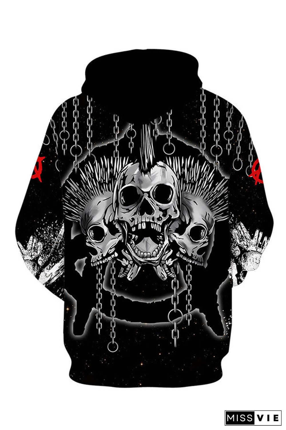 Men's Casual Hoodie Skull 3D Printing