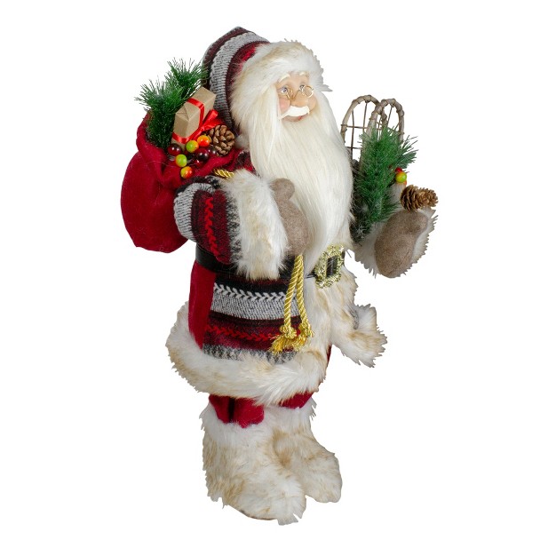 Standing Santa Christmas Figure With Snow Shoes And Fur Boots