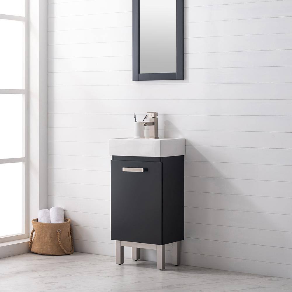 Design Element Stella 16.5 in. W x 12 in. D x 33.75 in. H Bath Vanity in Black with Porcelain Vanity Top in White with White Basin S03-17-BLK