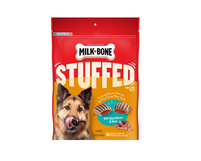 Milk-Bone Stuffed Dog Treats， Real Bacon  Beef， 30 oz. Pouch