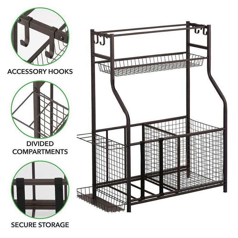 mDesign Metal Heavy Duty Sports Storage Rack with Top Shelf