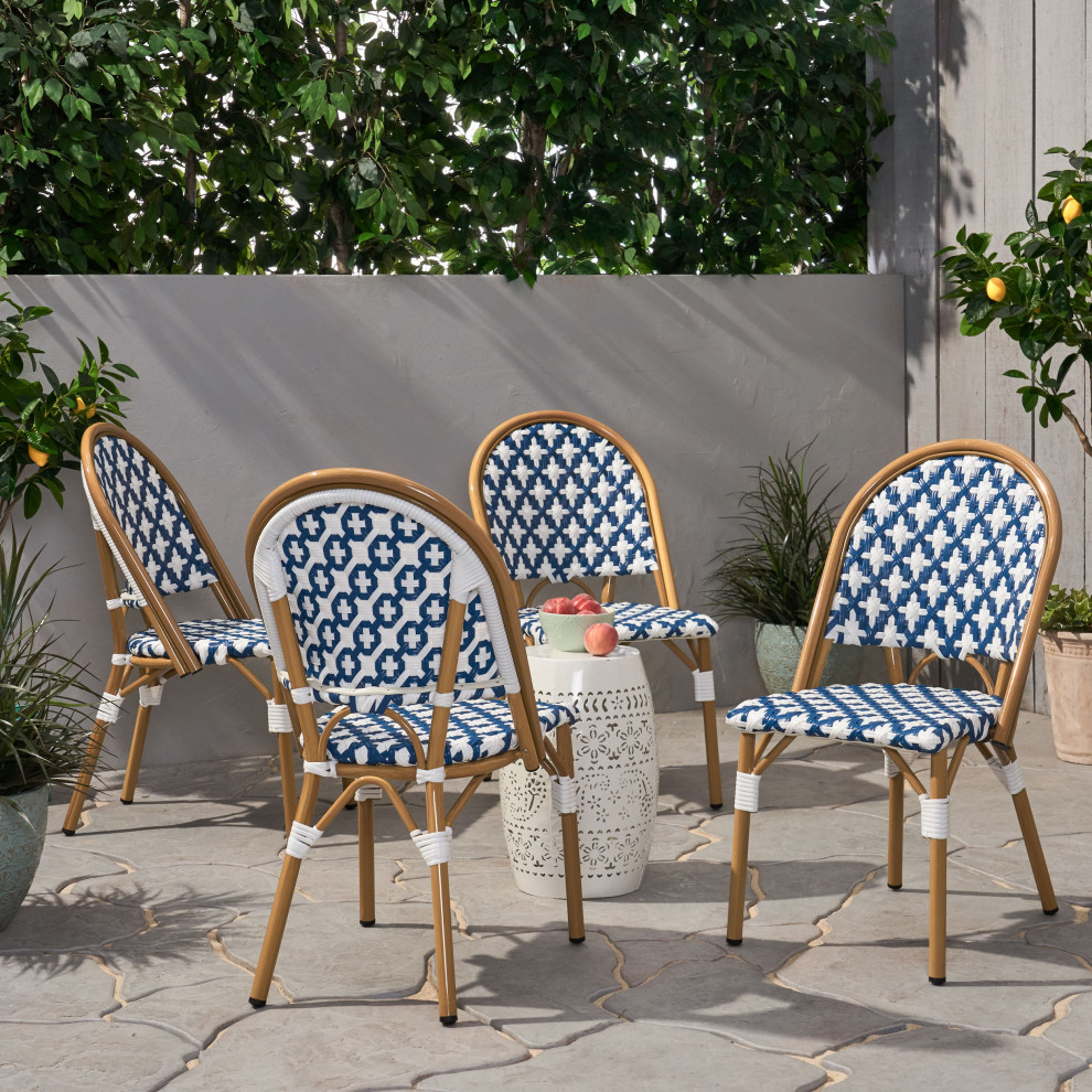 Bronson Outdoor French Bistro Chair  Set of 4   Tropical   Outdoor Bar Stools And Counter Stools   by GDFStudio  Houzz