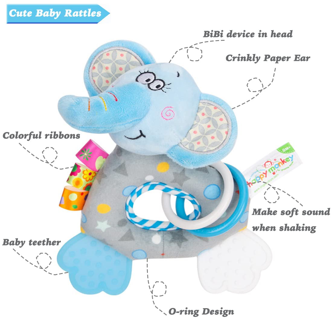 Toddler， Baby Toys， Infant Animal Newborn Toy， for Ages 0 3 6 9 12 Months Up. Hand Grip Toys with rattling Noises. Great for Children Hand and Eye Coordination