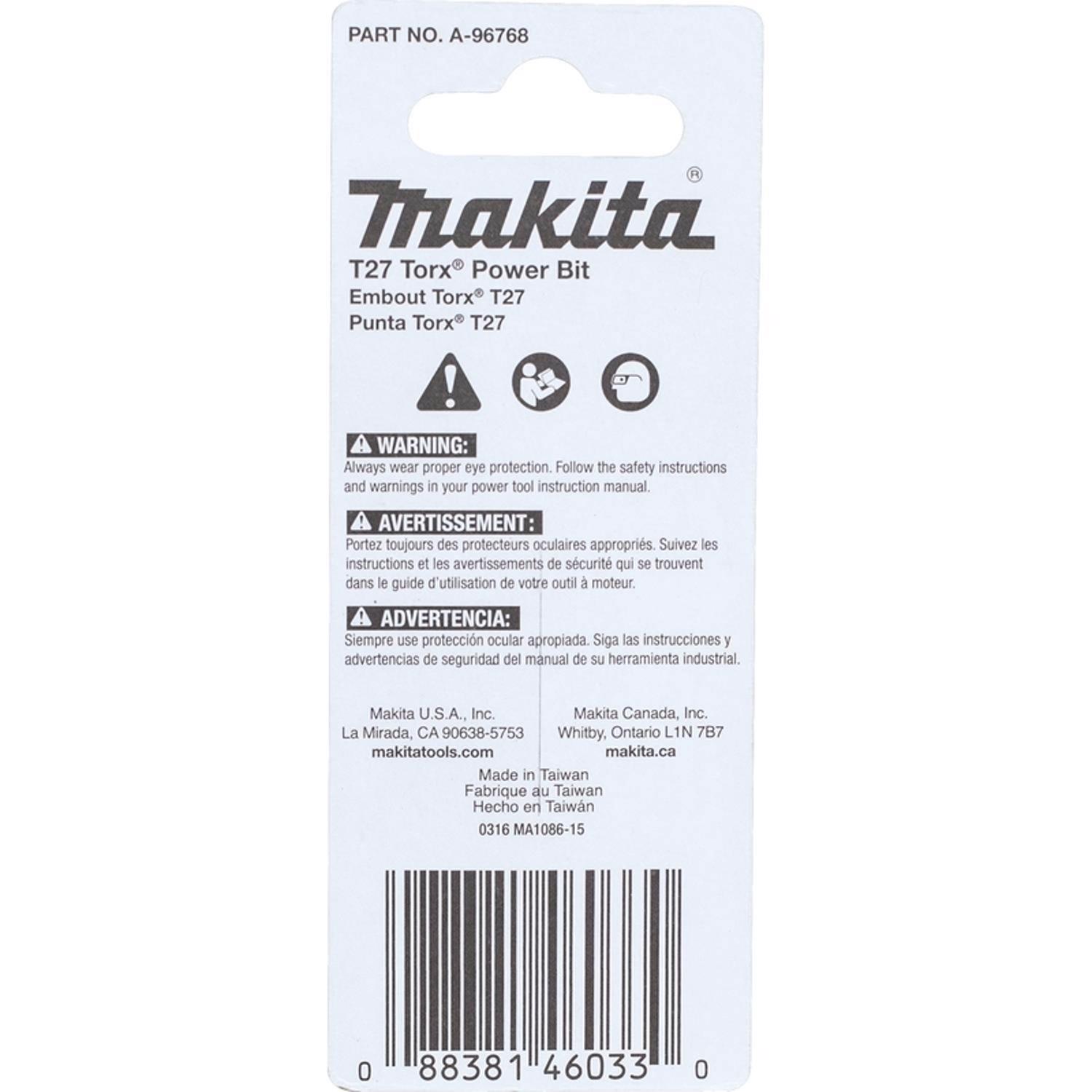 Makita ImpactX Torx T27 X 2 in. L Power Bit Heat-Treated Steel 2 pk