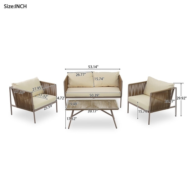 4Piece Metal Patio Conversation Set