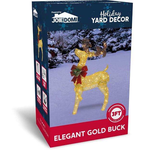 Joiedomi 3ft Gold Reindeer Buck Yard Light Christmas Outdoor Yard Garden Decorations