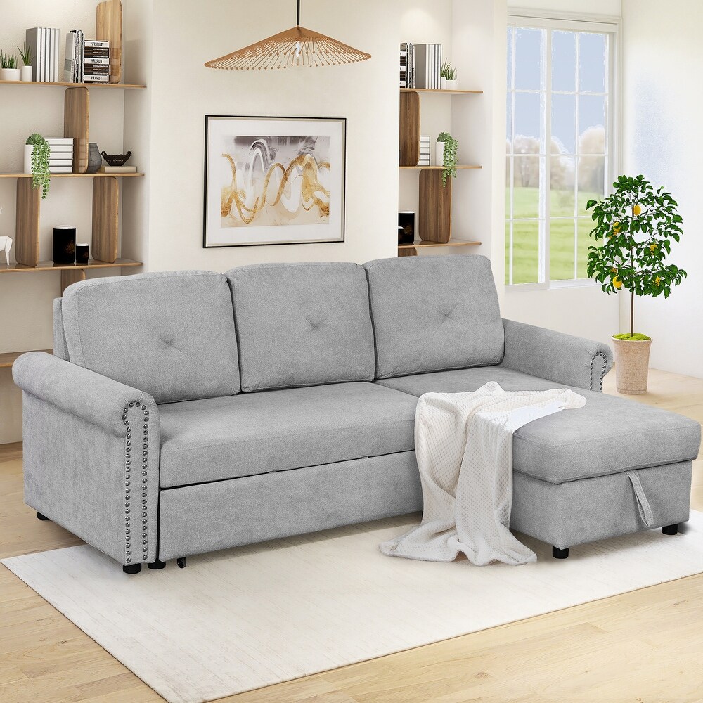 Modern Sleeper Sofa Bed Convertible Sectional Couch with Storage