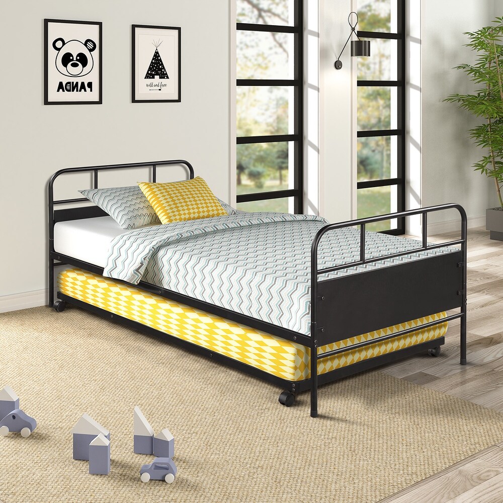 Metal Daybed Platform Bed Frame with Trundle