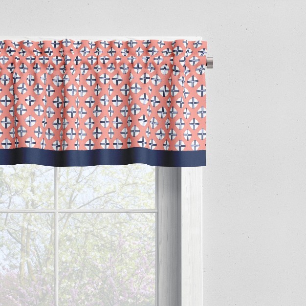 Bacati Olivia Coral navy Window Valance