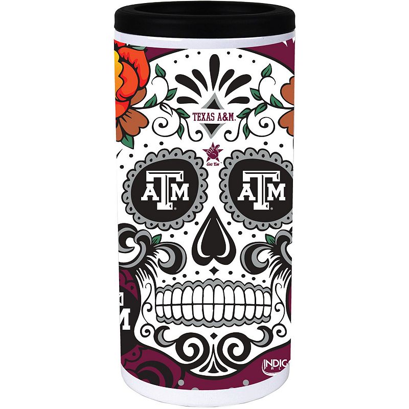 Texas AandM Aggies Dia Stainless Steel 12oz. Slim Can Cooler