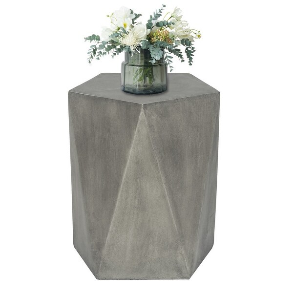 Adeco Modern Concrete Indoor Outdoor Hexagon Side Table