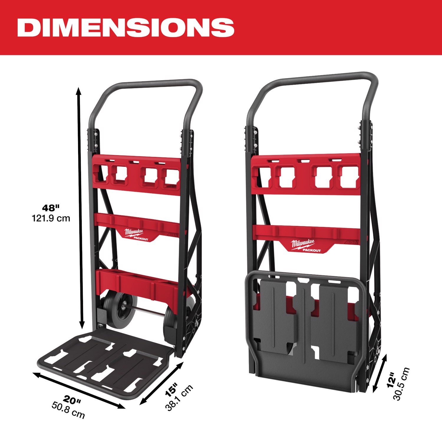 MW Packout 48 in. H X 20 in. W X 12 in. D Collapsible 2-Wheel Cart