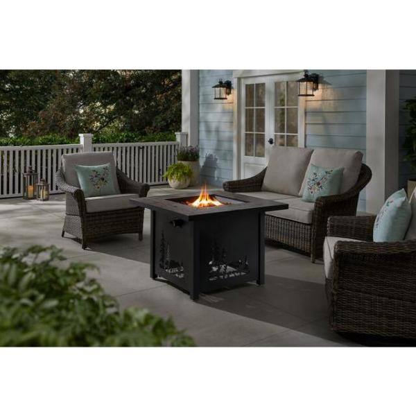 Hampton Bay 36 in. W x 25.2 in. H Square Fire Table with Porcelain Tile Tabletop FP21530-Z