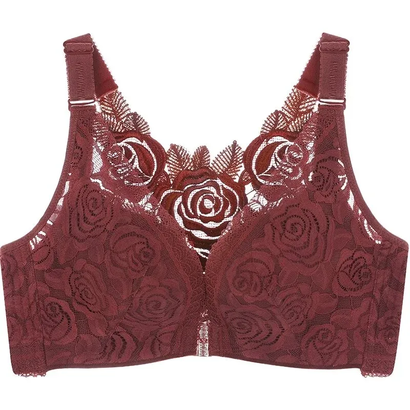(🔥2022 NEW YEAR PROMOTION🔥) Rose Embroidery Front Closure Wirefr