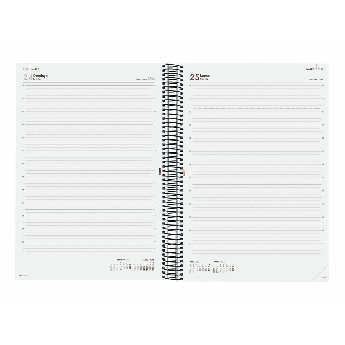 Diary Finocam 2024 Black A4 21 x 29，7 cm