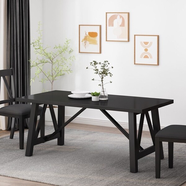 Wiers Wood Dining Table， Black