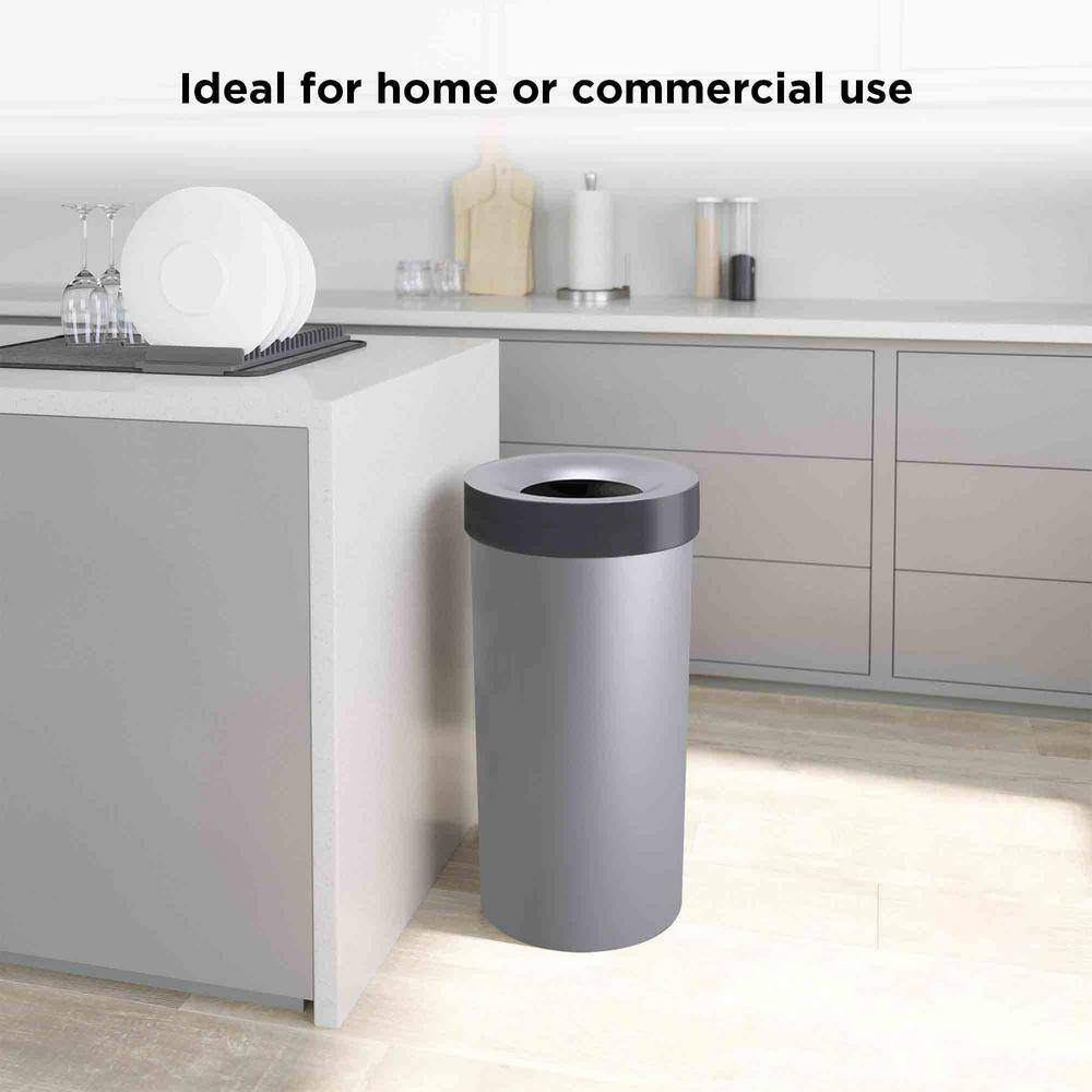 16.5 Gal. Open Top Gray Kitchen Trash Large Garbage Can for Indoor Or Outdoor Use TG-B55H-5