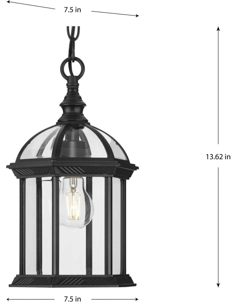 Dillard Collection 13 5/8 quot1 Light Textured Black Outdoor Hanging Lantern   Traditional   Outdoor Hanging Lights   by LAMPS EXPO  Houzz