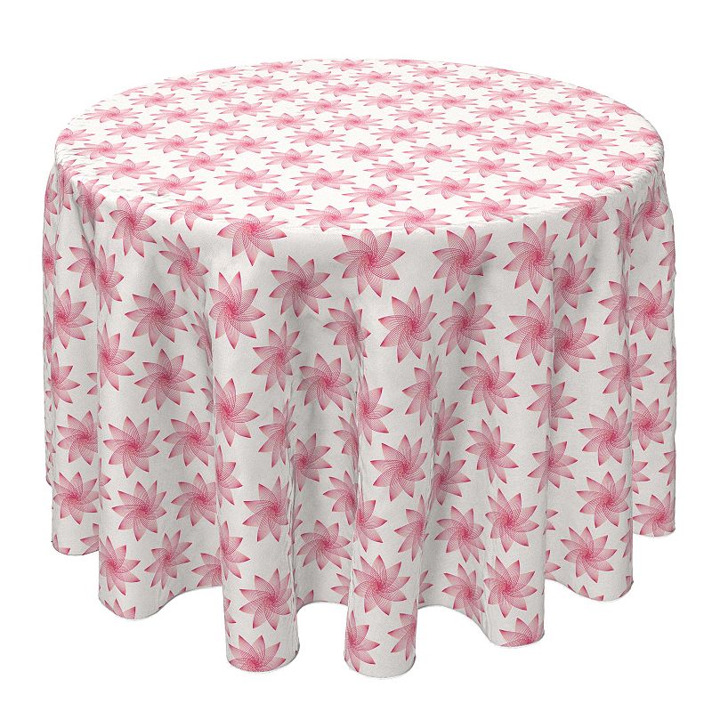 Round Tablecloth， 100% Cotton， 60 Round， Modern Pink Design Pattern