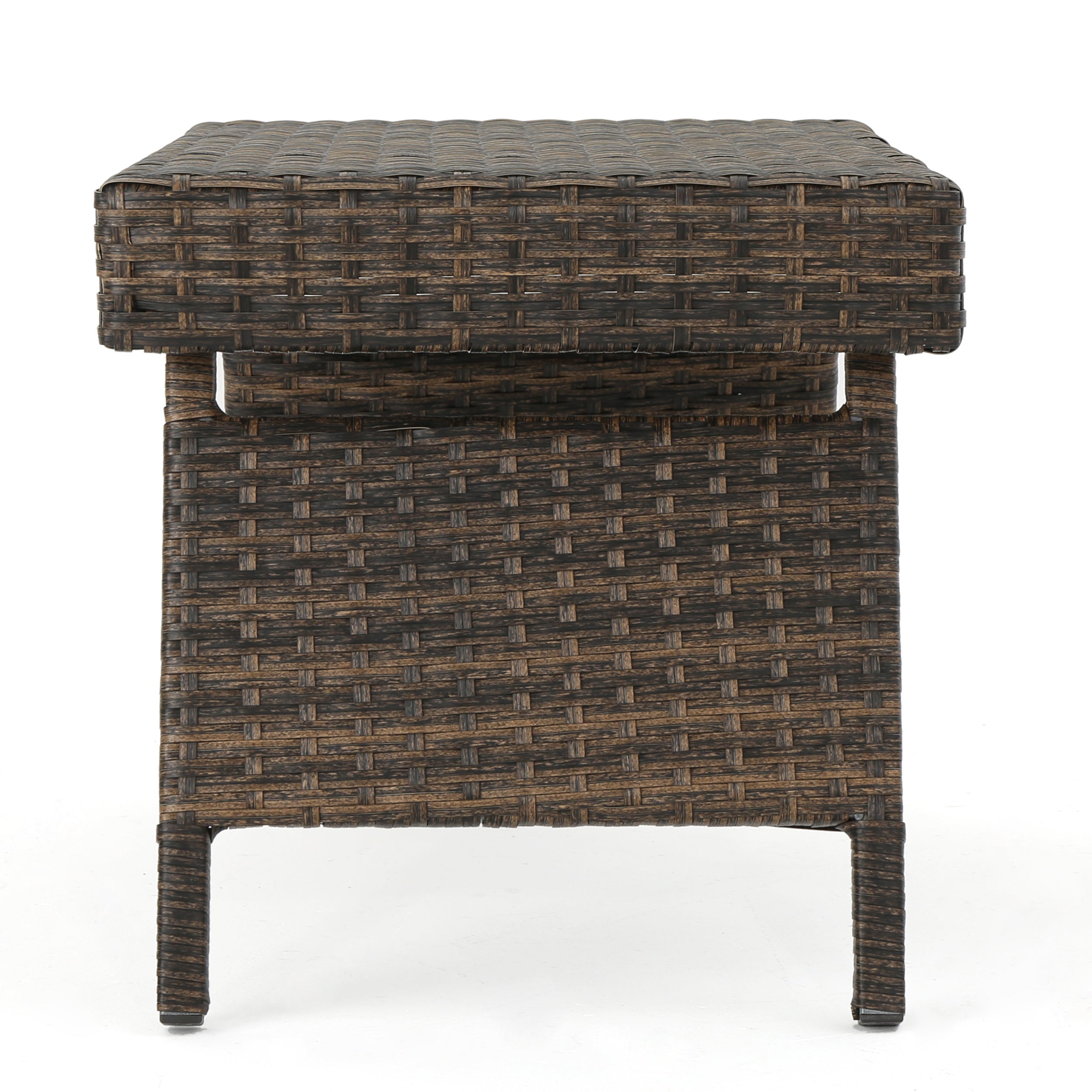 Lakeport Outdoor Mixed Mocah Wicker Adjustable Folding Side Table