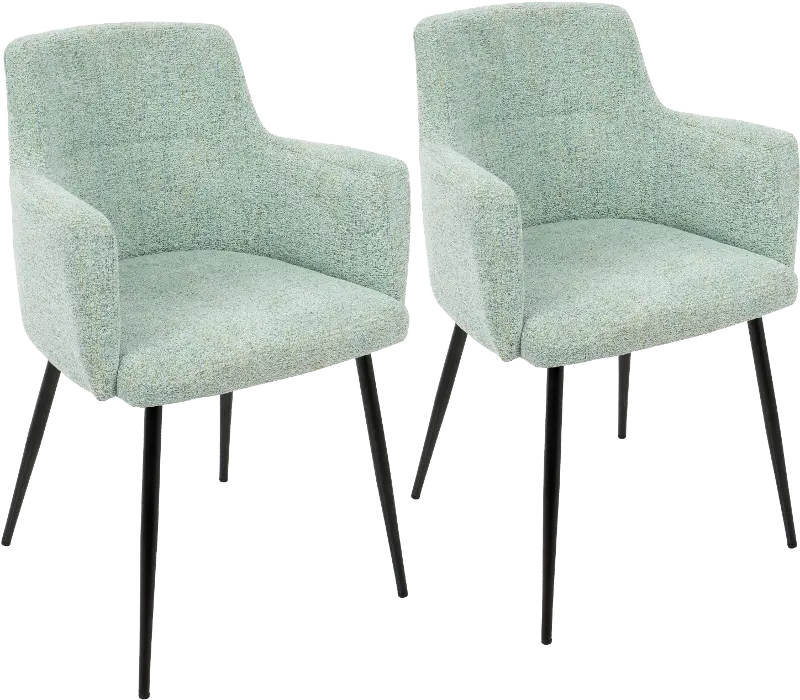 Andrew Contemporary Green and Black Dining Room Chair， Set of 2