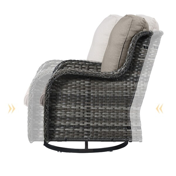 Pocassy PE Wicker Rocking Chair Swivel Chairs Glider Chair