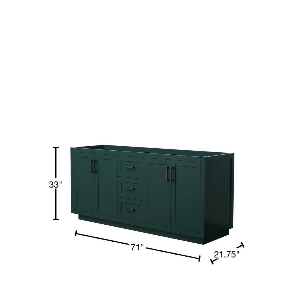 Wyndham Collection Miranda 71 in. W x 21.75 in. D x 33 in. H Double Bath Vanity Cabinet without Top in Green WCF292972DGKCXSXXMXX